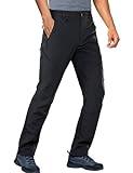 Stlight Mens Snow Ski Water Repellent Softshell Pants for Winter Hiking Fleece Lined Bottom Leg Zipper with 6 Zip Pockets(Black 34W/30L)