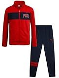 PUMA Boys' Pants Set - 2 Piece Tricot Athletic Zip Up Jacket Sweatshirt and Active Jogger Pants - Boys Activewear Set (4-16), Size 14-16, Medium Red (Navy)