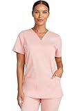 V-Neck Scrubs for Women Workwear Revolution, Soft Stretch, Easy Care WW620, M, Pink Essence