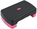 Fitvids 18" Workout Aerobic Stepper Step Platform with 2 Risers, Lightweight Portable Step Up Platform Trainer, Adjustable Height 3.2’’ 5.5’’ for Home Gym, Black and Pink