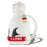 Helios Thermos Flask Thermo-Cat White 1L - 6 Hours Hot - Keeps Drinks Warm & Cold - Easy Cleaning - Ideal for Coffee and Tea