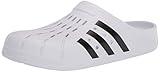 adidas unisex adult Adilette Clog Slide Sandal, White/Black/White, 11 Women 10 Men US