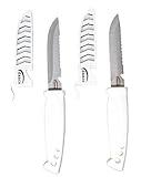 danco Deluxe Bait Knife 2-Pack Bundle – 4" Stainless Steel Blade with Sheath, White Handle – Sharp Fishing Knife for Cutting Bait, Saltwater & Freshwater Fishing Gear, Fillet Prep Tool