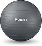 URBNFit Exercise Ball - Yoga Ball in Multiple Sizes for Yoga, Pilates, Pregnancy, Stability - Anti-Burst Swiss Balance Ball w/Quick Pump – Office Ball Chair for Home and Gym – 22 Inch - Silver