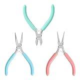 WORKPRO Jewelry Pliers Set, 3 Pack Jewelry Making Tool Kit Includes Mini Needle Nose Plier/Chain Nose Plier, Round Nose Plier and Wire Cutter for Jewelry Repair, DIY Crafts, Jewelry Making Supplies