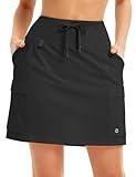baleaf Women's 16" Hiking Cargo Skort Skirt High Waisted with Pockets Golf Workout UPF 50+ Sun Protection Quick Dry Dressy Casual Black M
