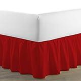 Ruffled Bed Skirt (Queen, Red) 18 Inch Drop Dust Ruffle with Platform, 100% Cotton 600 Thread Count Fabric, Gathered Styling, Available in All Bed Sizes and 23 Colors - Bedskirt