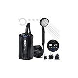 Spopal Portable Shower for Camping, [Upgraded] 10000mAh Rechargeable Camping Shower with 5 Adjustable Speeds,Premium LED Display, IPX8 Waterproof Outdoor Shower Kit for Hiking, Car, Pet, Travel (BK)