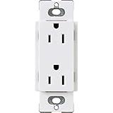 Lutron CAR-15-WH Electrical Outlet, 15A Claro Decorator Receptacle - White