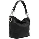 Hobo Shoulder Bag with Big Snap Hook Hardware (Black)