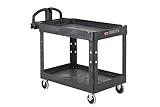 Rubbermaid Commercial Products 2-Shelf Utility/Service Cart, Medium, Black, Lipped Shelves, Ergonomic Handle, 500 Lbs Capacity, forfor Warehouse/Garage/Cleaning/Manufacturing