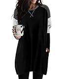 KISSMODA Womens Fall Tunic Tops for Leggings Casual Long Sleeve Long Tunic Top Shirts with Pockets Black