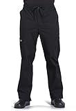 Cherokee Men's Scrub Pant Tapered Leg Fly Front Cargo Pant with 5 Pockets WW190, L, Black