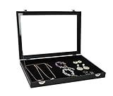 Wudygirl Jewelry Organizer Velvet Jewelry Tray Showcase Display Case Storage Necklace Bracelet Ring Earring Organizer Box Stackable Clear Lid Lock(Multi Jewelry Box)