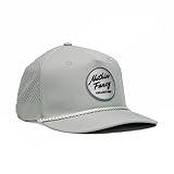 NUTHIN FANCY CO Legacy Golf Hat, Performance Fabric Rope Snapback Cap with Breathable Laser Perforated Panels & Pre-Curved Bill, Gray & Black