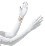 Driving Gloves for Women - Full Finger Arm Sleeve Long UV Protection Sun Gloves, Touchscreen Compatible (White)