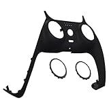 eXtremeRate Black Decorative Trim Shell Compatible with p s 5 Controller, Soft Touch DIY Replacement Clip Shell, Custom Plates Cover Compatible with p s 5 Controller with Accent Rings