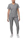 Adar Uniforms Women's Flawless Plus Scrub Set Elevated V-Neck Top & Jogger Pants - P9600 - Heather Grey - XXS