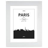 Hama Paris Plastic Photo Frame (10 cm x 15 cm Frame, 20 mm x 15 mm Borders, for Photos Size 7 cm x 10 cm, Reflex Glass, Polystyrene (PS), with Hook and Stand) White