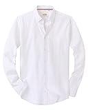 Alimens & Gentle Mens Solid Oxford Shirt Long Sleeve Button Down Shirts with Pocket White