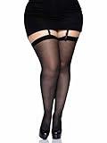 Leg Avenue womens Sheer Stockings Hosiery, Black, 1X US