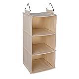 Household Essentials Cedarline 3-Shelf Hanging Closet Organizer, Heavy-Duty Cotton Canvas, Natural