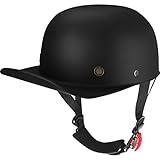 Yesmotor Baseball Style Cap Retro Motorcycle Helmet Unisex-Adult - DOT Approved (Matte Black, XL)