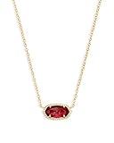 Kendra Scott Elisa Short Pendant Necklace for Women, Dainty Fashion Jewelry, 14K Gold-Plated Brass, Berry Clear Glass