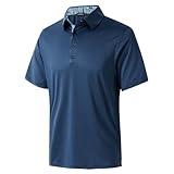 TRUSMOL Golf Shirts for Men Short Sleeve Dry Fit Moisture Wicking Quick Dry Casual Collared Men’s Golf Polo Shirt Blue