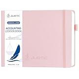 JUBTIC Hardcover Accounting Ledger Book Horizontal - Expense Tracker Notebook & Columnar Journal, Bank Accounting Log for Small Business & Personal Bookkeeping(7”x10”, Pink)