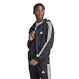 adidas Men's Essentials Fleece 3-Stripes Full-Zip, Black, X-Large