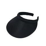 jecvxor Cloth Covered Slip-On Visor for Women, Adjustable Cap Sports Sun Visors for Men, Women's Clip On Golf/Tennis/Running Visor Hat (Black)