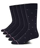 Tommy Hilfiger Men's 5 Pack Allover Flag Pattern Dress Crew Socks, Classic Navy, Shoe Size 7-12