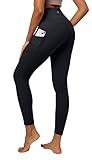 IUGA High Waist Yoga Pants with Pockets, Leggings for Women Tummy Control, Workout Leggings for Women 4 Way Stretch Black