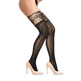 Benefeet Sox Shiny Thigh High Stockings Non-slip Silicone Lace Top Oily Shimmery Sheer Tights Pantyhose 8 Denier
