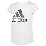 adidas girls Short Sleeve Classic Badge of Sport Tee T Shirt, White, Large Plus