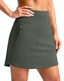 G Gradual 18" Golf Skirts for Women Zipper Pockets Knee Length Skort with Shorts Underneath High Waist Tennis Pickleball, Sage Green, Large