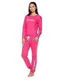 bebe Womens Pajama Sets - French Terry Pink PJ Set for Women with L/S Pullover and Lace-Up Pajama Pant (Fuchsia, Large)