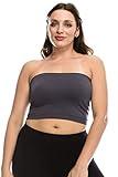 Kurve Plus Size The Excellent Stretchy Tube Top - UV Protective Fabric, Rated UPF 50+ Made in USA-, Charcoal, X-Large / XXX-Large