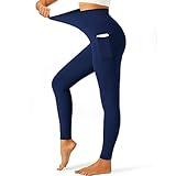 YOYOYOGA Yoga Pants Women Leggings with Pocket Workout High Waisted Tummy Control Compression Running Exercise Gym Buttery Soft Ankle Length Navy XL