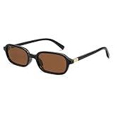Appassal Retro Rectangular Sunglasses for Women Vintage Fashion Trendy Funny Small 90s Square Sunnies 2025 AP3698 Black/Brown