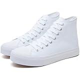 yageyan Mens High Top Canvas Sneakers Fashion Lace up Walking Shoes Casual Classic?Full White7?