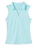 Willit Girls' Sleeveless Polo Shirts Golf Tennis Polo Lightweight Shirts Quick Dry Light Blue M