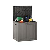 EAST OAK Outdoor Storage Box, 31 Gallon Deck Box Indoor and Outdoor Use, Waterproof Resin Storage Bin for Package Delivery, Patio Cushions, Gardening Tools, Lockable, UV Resistant, Grey