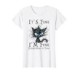 It´s fine im fine everything is fine - funny black cat women T-Shirt