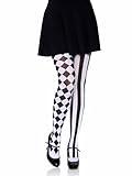 Leg Avenue Women's Harlequin Tights, White/Black, One Size