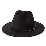 Lisianthus Women Belt Buckle Fedora Hat Black