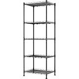 REGILLER 5-Wire Shelving Metal Storage Rack Adjustable Shelves,Standing Storage Shelf Units for Laundry Bathroom Kitchen Pantry Closet(Black,11.8" D x 16.6" W x 53.5" H)