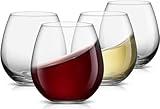 JoyJolt Spirits Stemless Wine Glasses for Red or White Wine (Set of 4)-15-Ounces