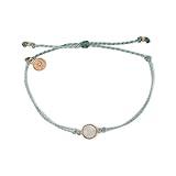 Pura Vida Rose Gold Round Moonstone Bracelet w/Plated Charm - Adjustable Band, 100% Waterproof - Smoke Blue